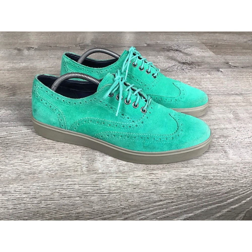 COLE HAAN Bergen Mens Size 10.5 M Wing Tip Oxford Suede Green Mint C11255